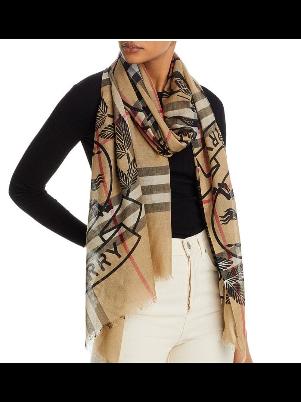 Burberry Wool Silk Check Scarf